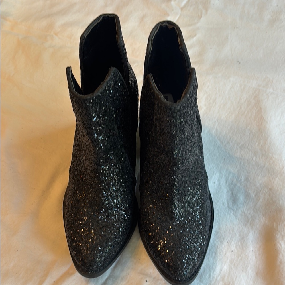 Not Rated Black Glitter Ankle Boots Sz 6.5